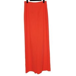 Cedric Charlier Women Long Maxi Skirt Size 8 Neon Orange Zip Flowy Luxe NEW